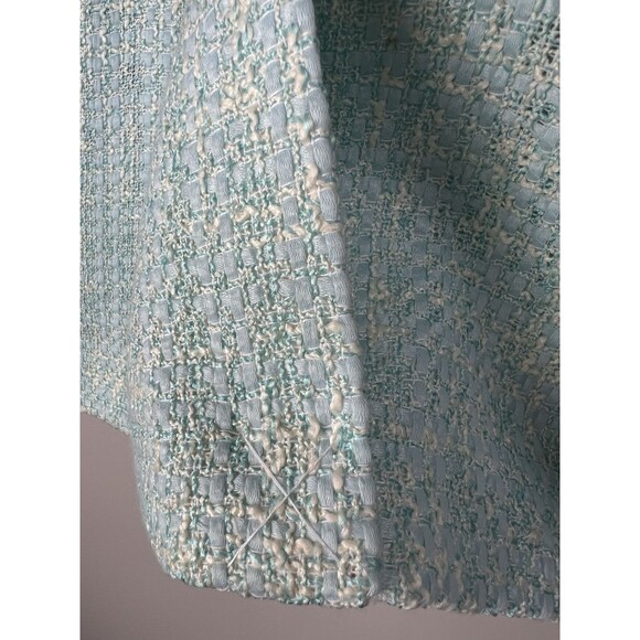Talbots Blazer Jacket Women's 10P Aqua Blue Tweed Lined One Button Office Career - Picture 10 of 12